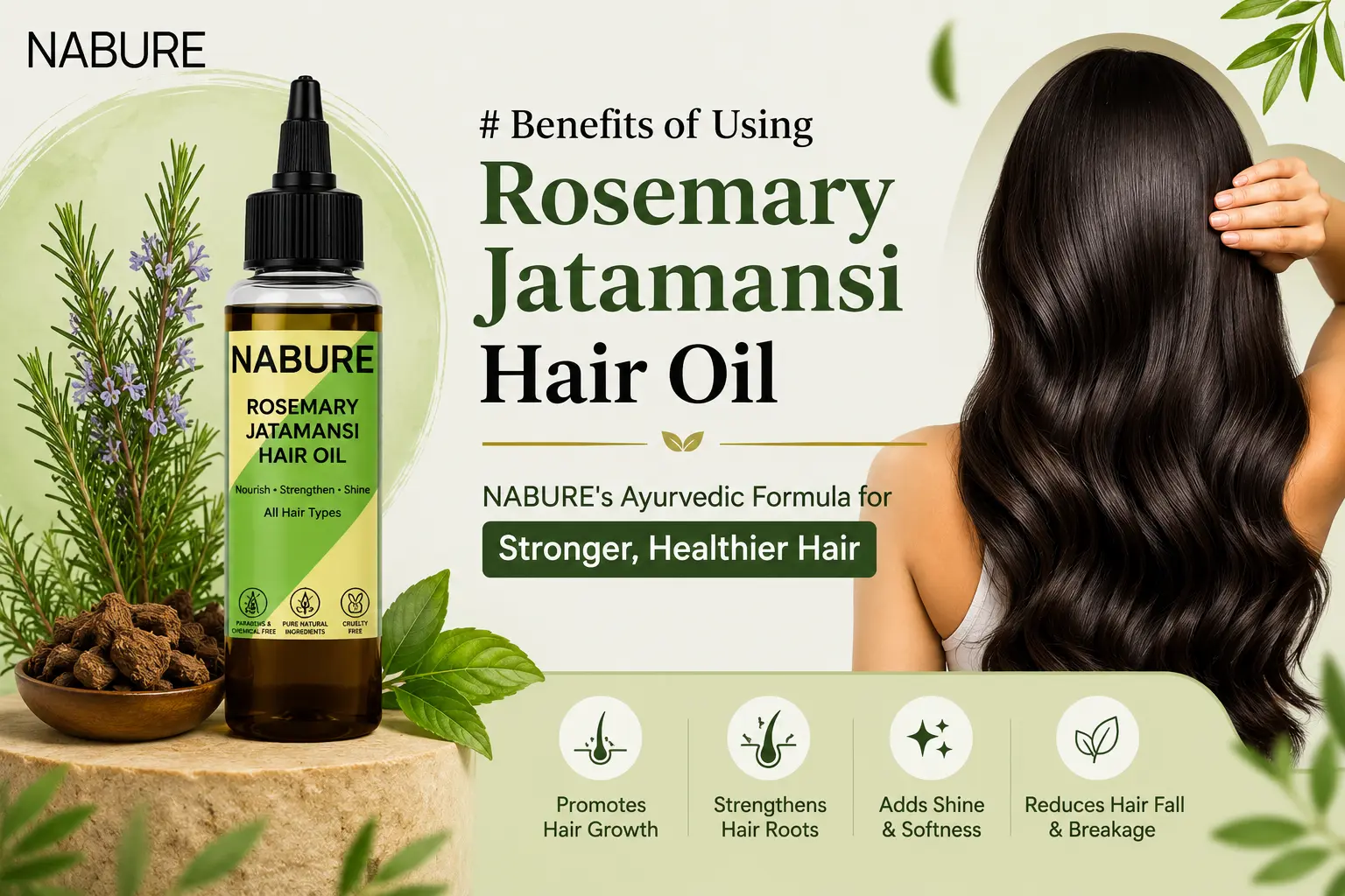 Benefits of Using Rosemary Jatamansi Hair Oil — NABURE's Ayurvedic Formula for Stronger, Healthier Hair